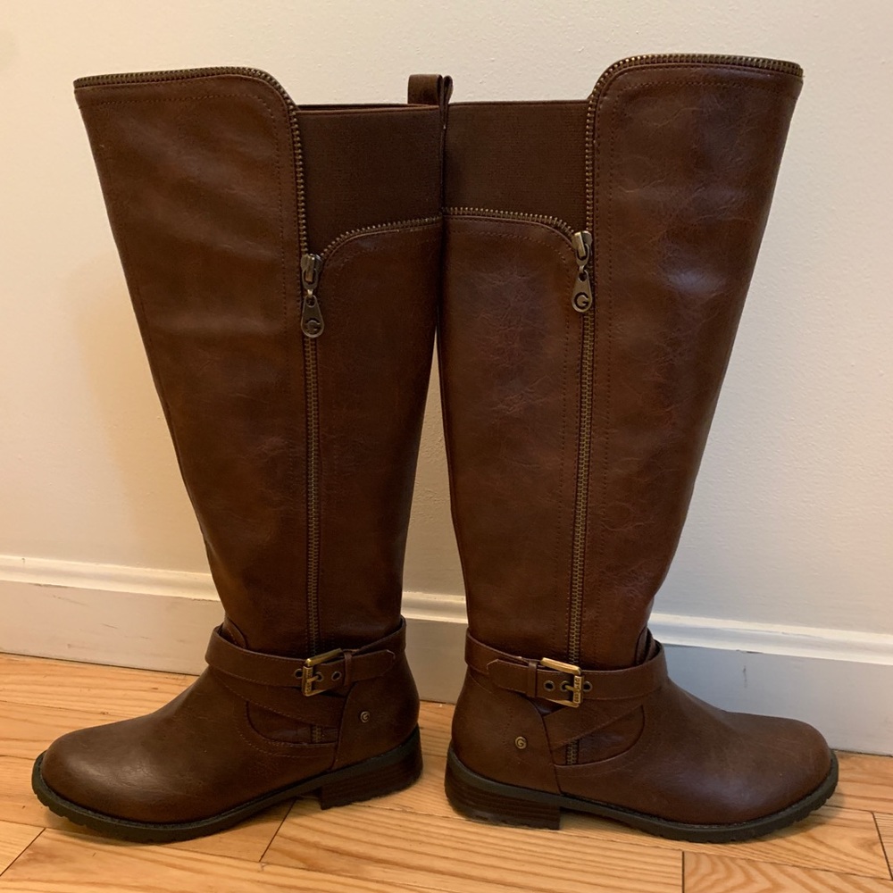 Guess Brown Leather Boots Size 7.5